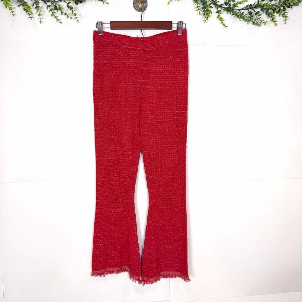 Zara Orange Textured Knit Flare Pants - Picture 5 of 15